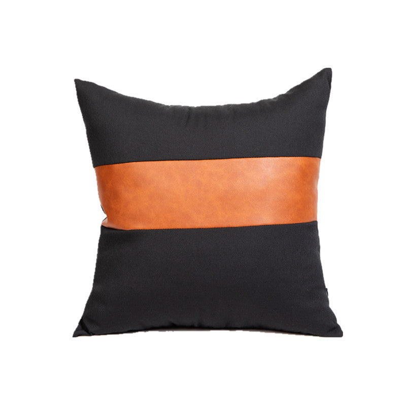 cushion cover black vegan leather