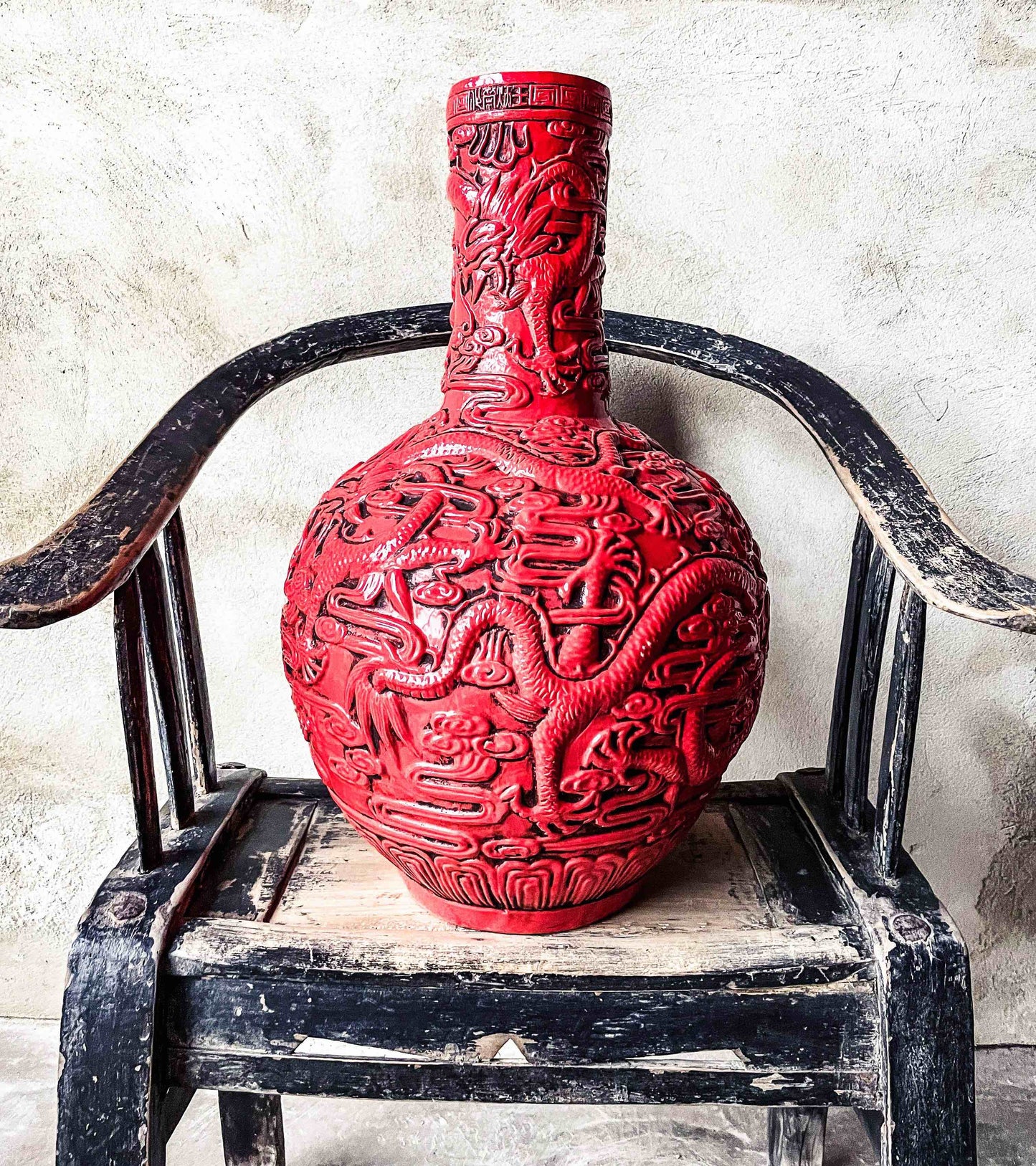 Floor vase fire red