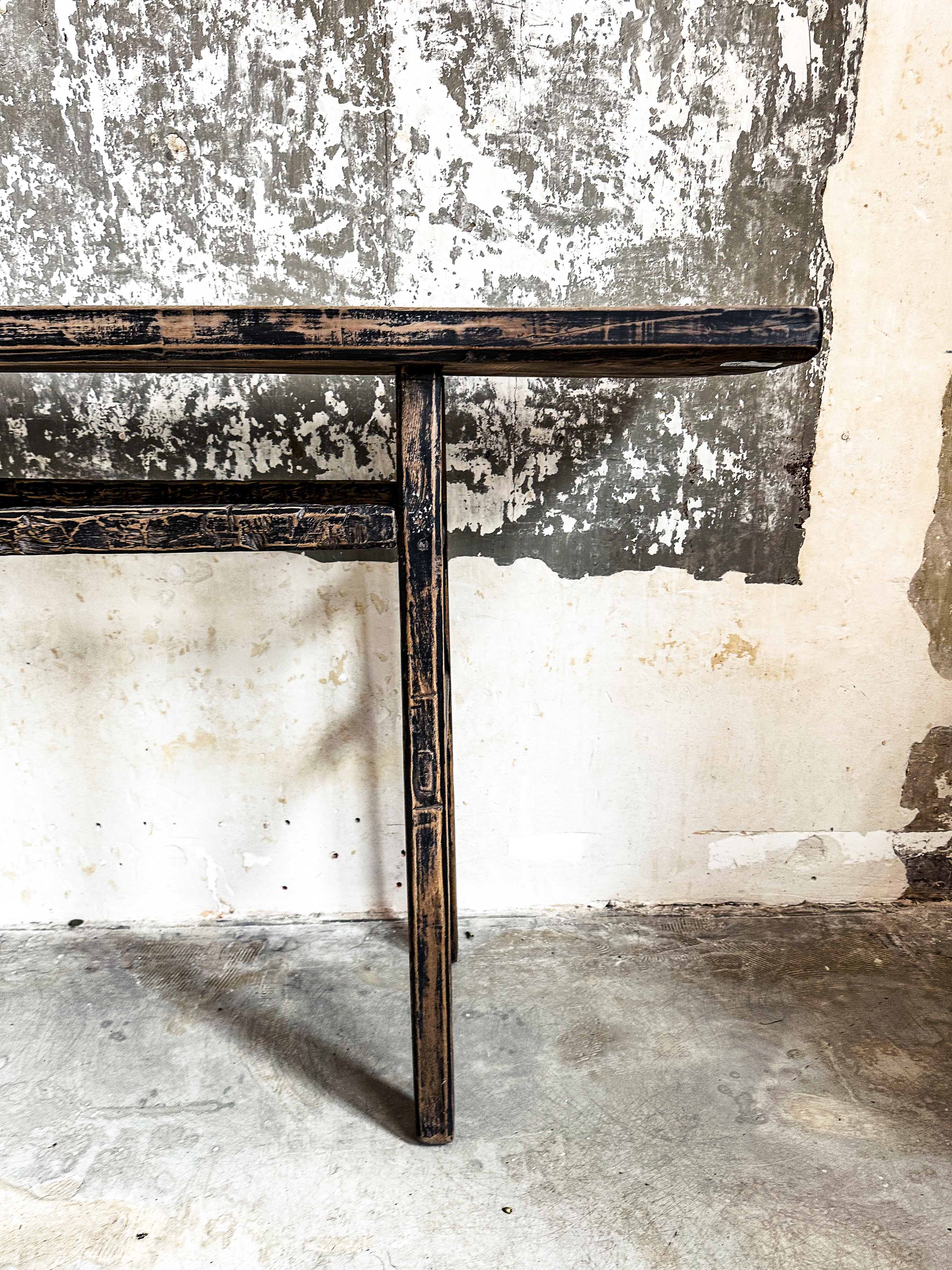 The antique black console table