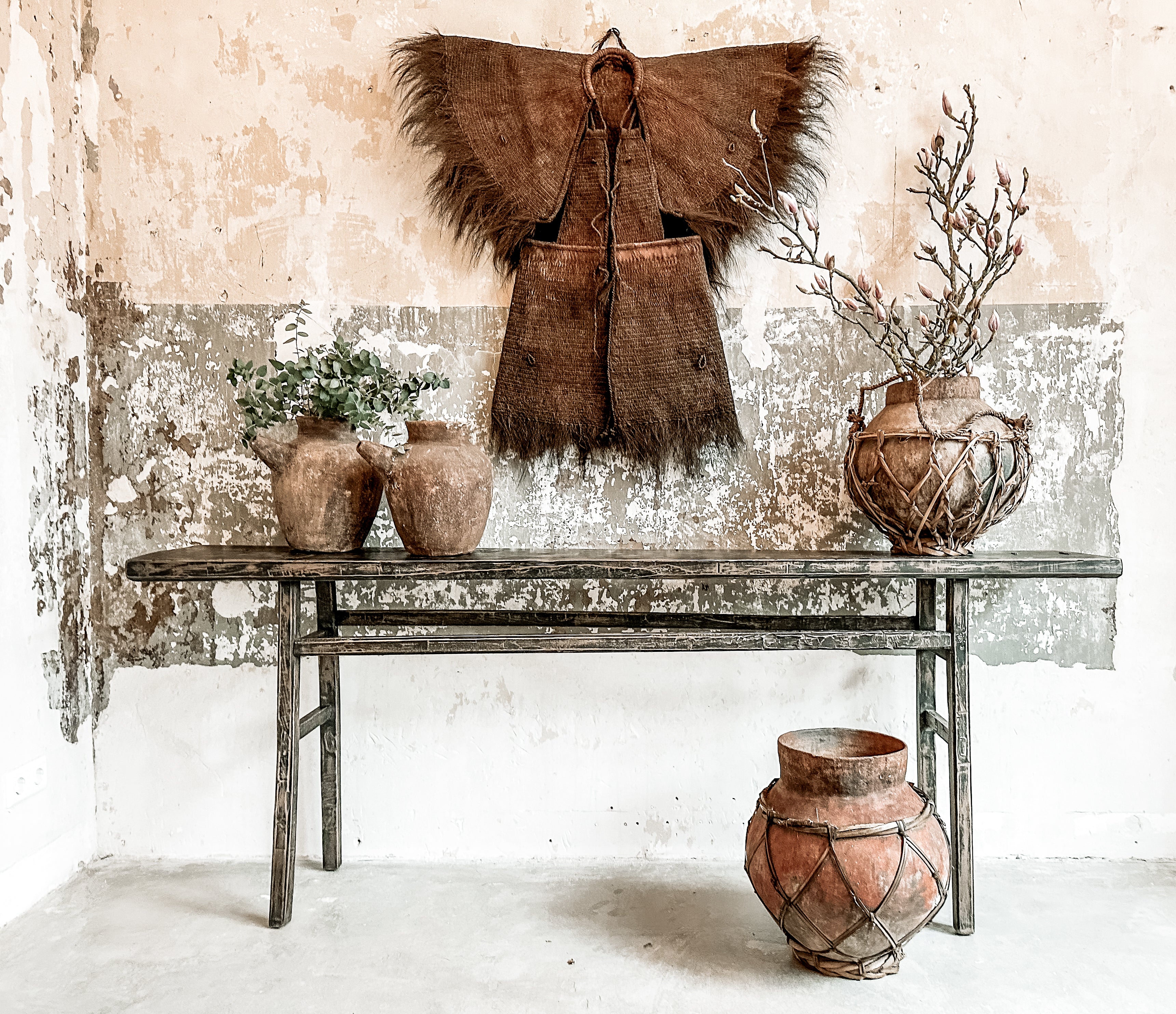 The antique black console table