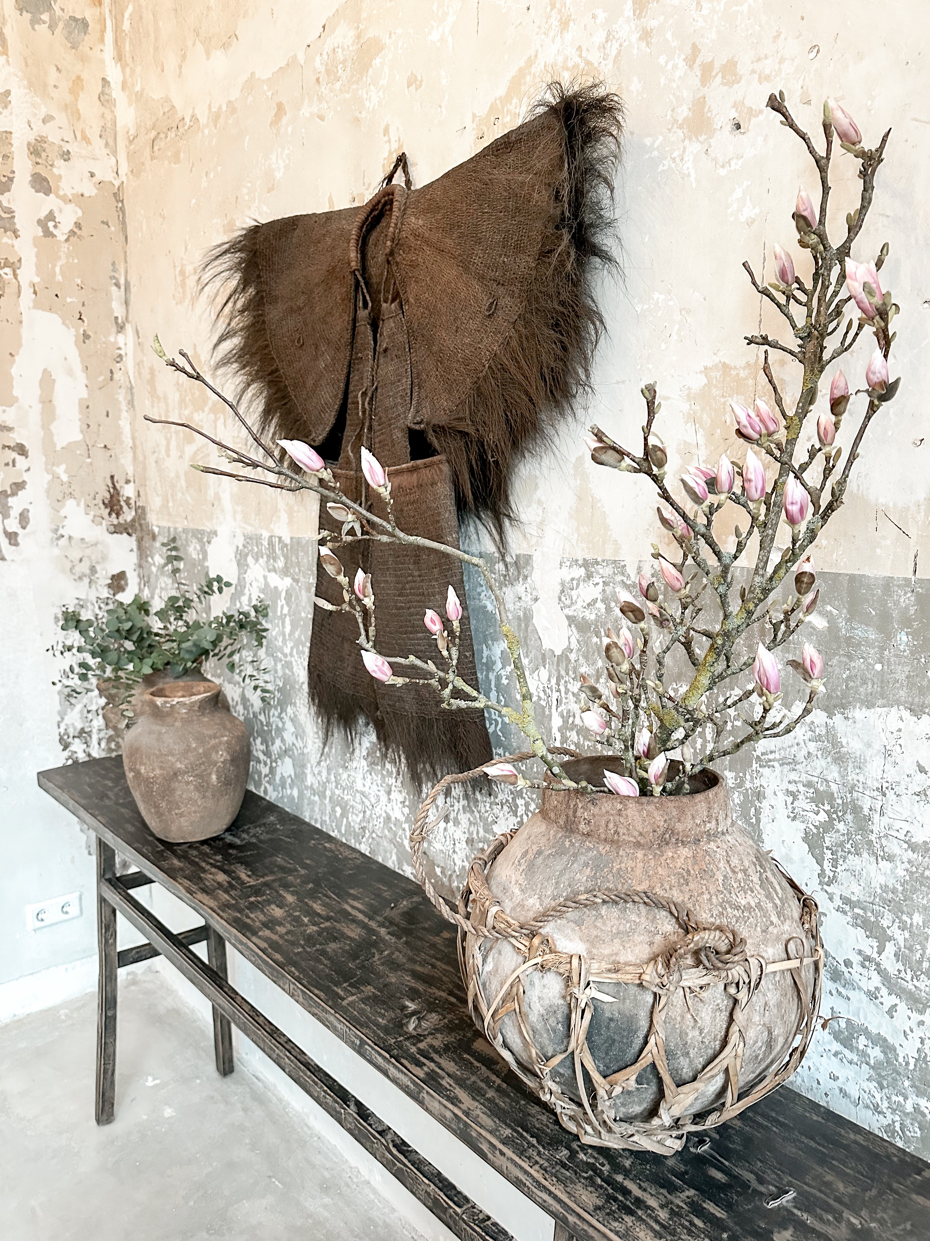 The antique black console table