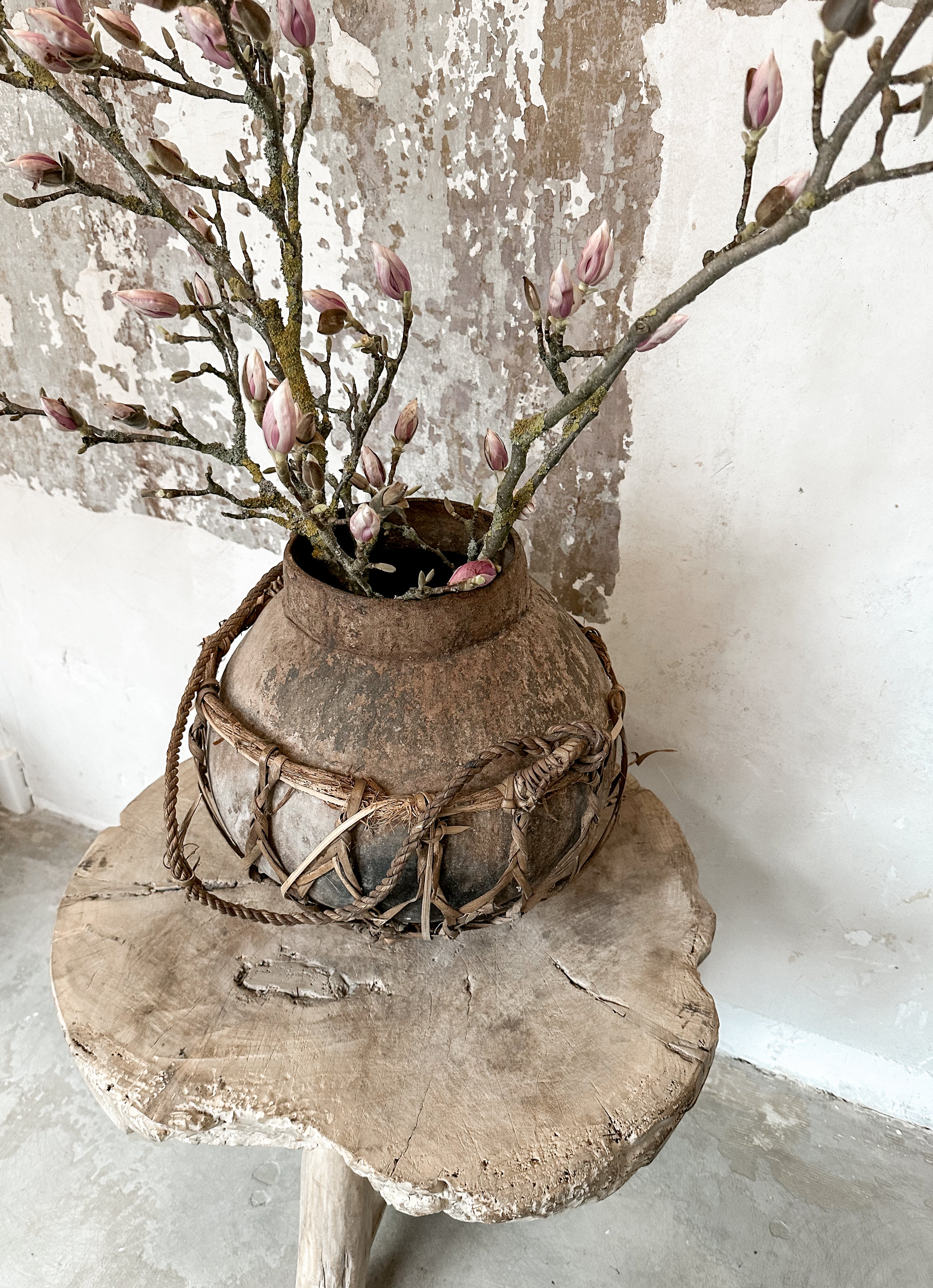 The rustic white side table