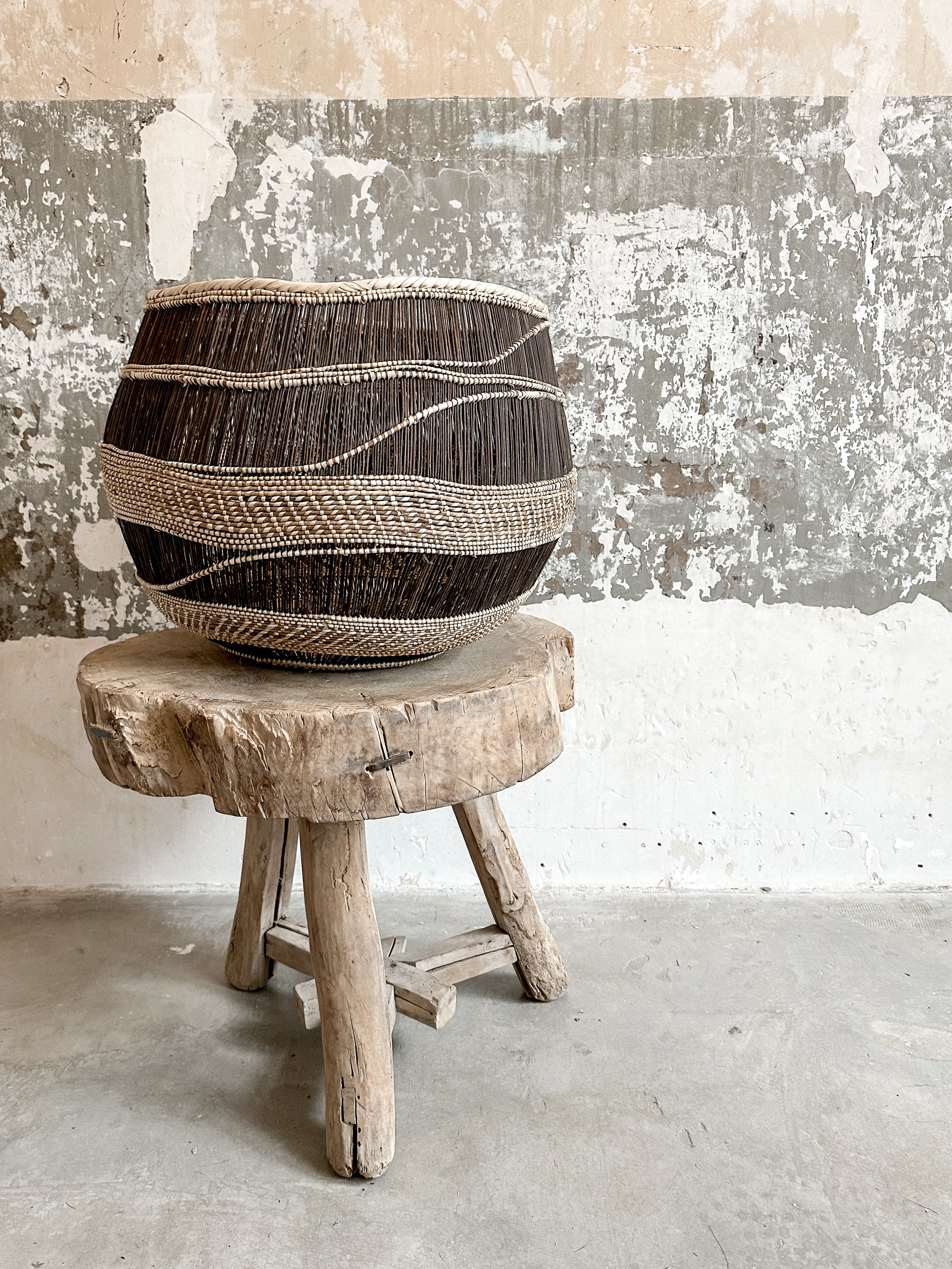 The rustic white side table