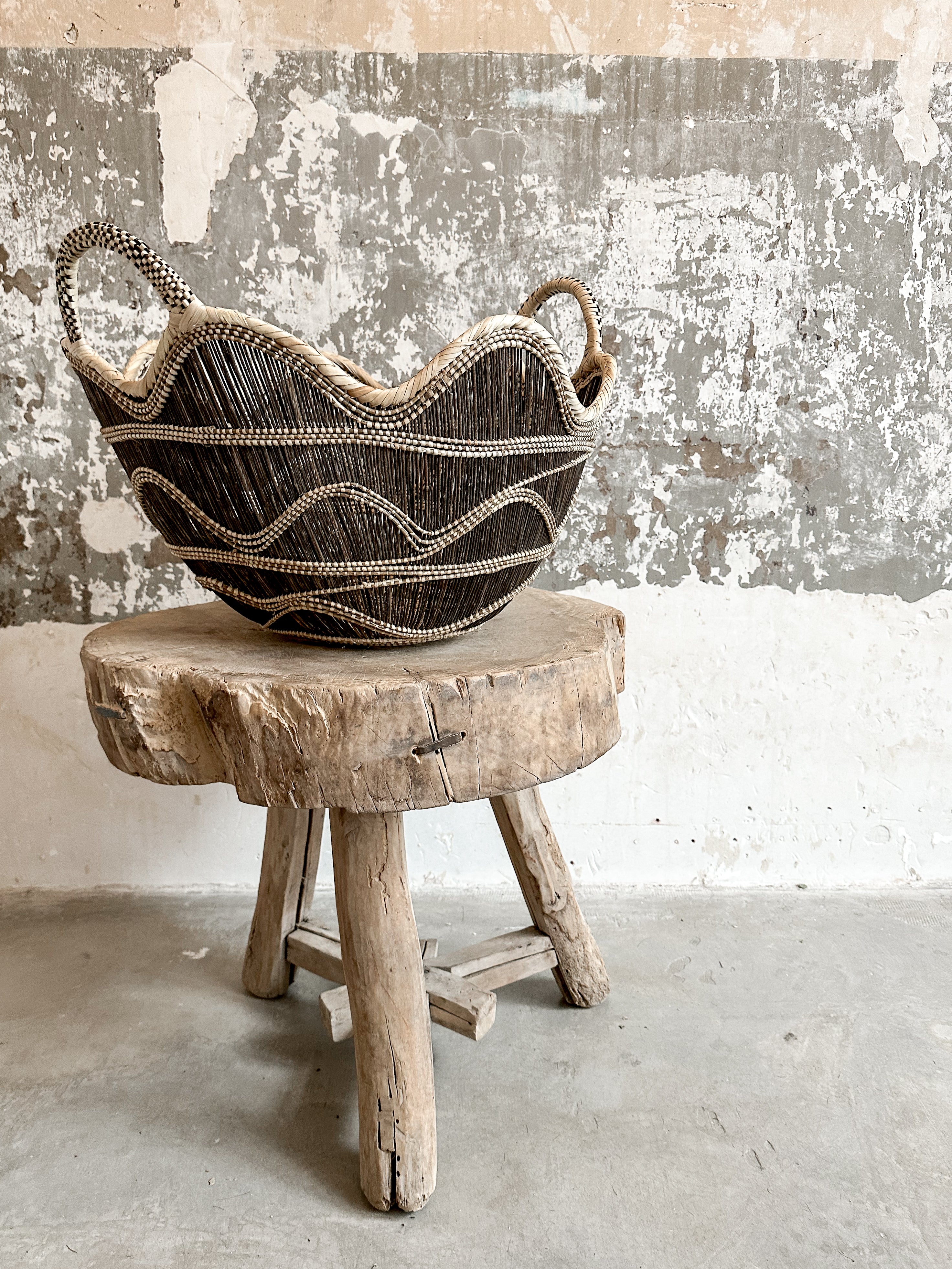 The rustic white side table