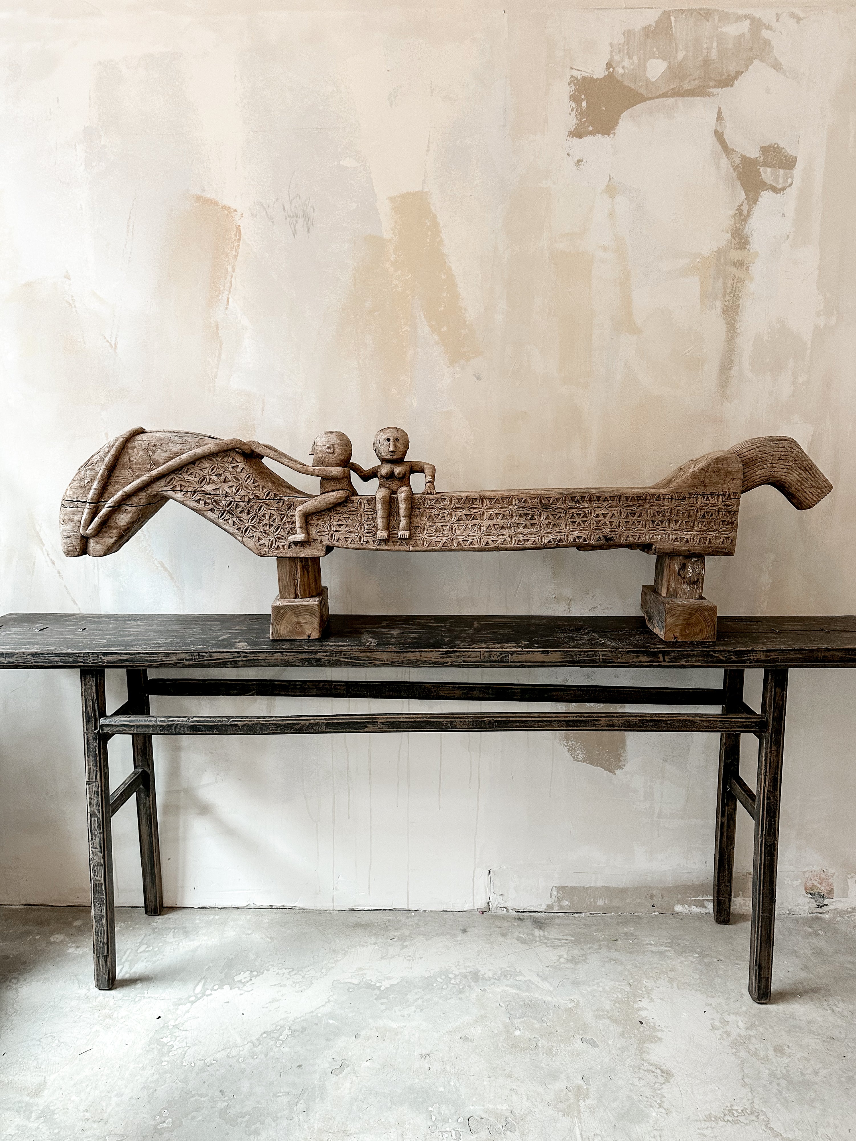 The antique black console table