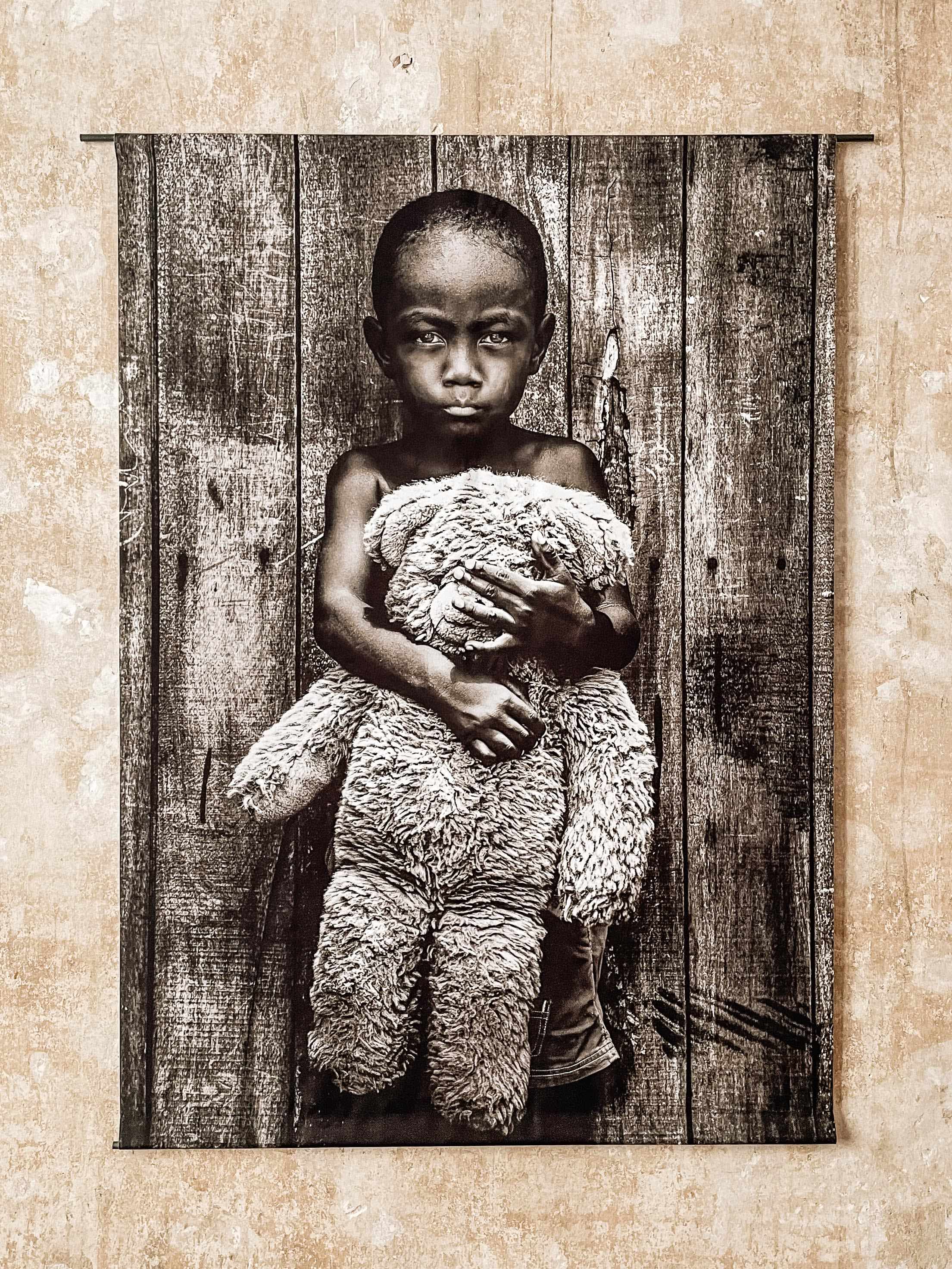 Serge Anton Canvas "little boy with teddy"