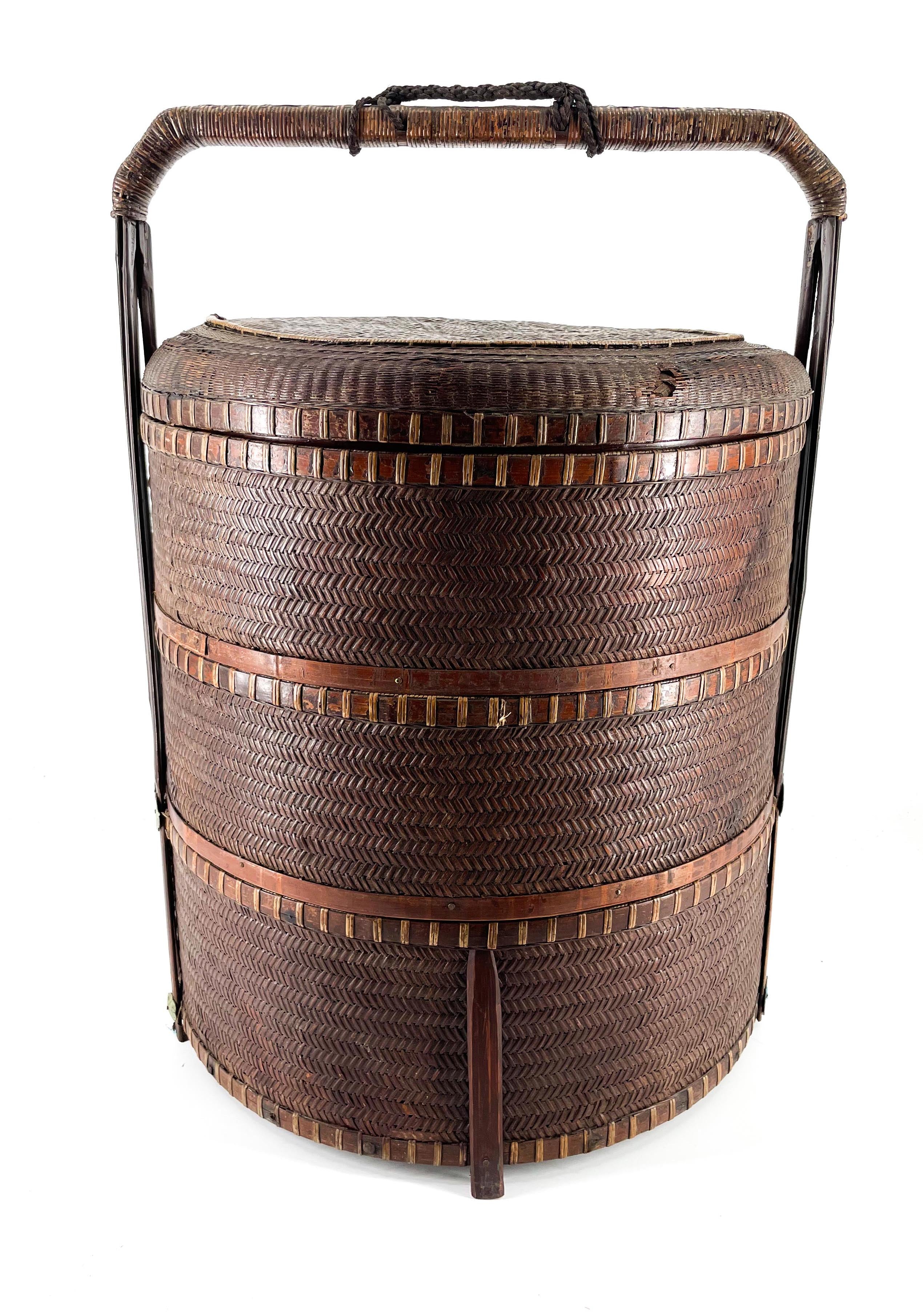 Old bamboo basket dim sum