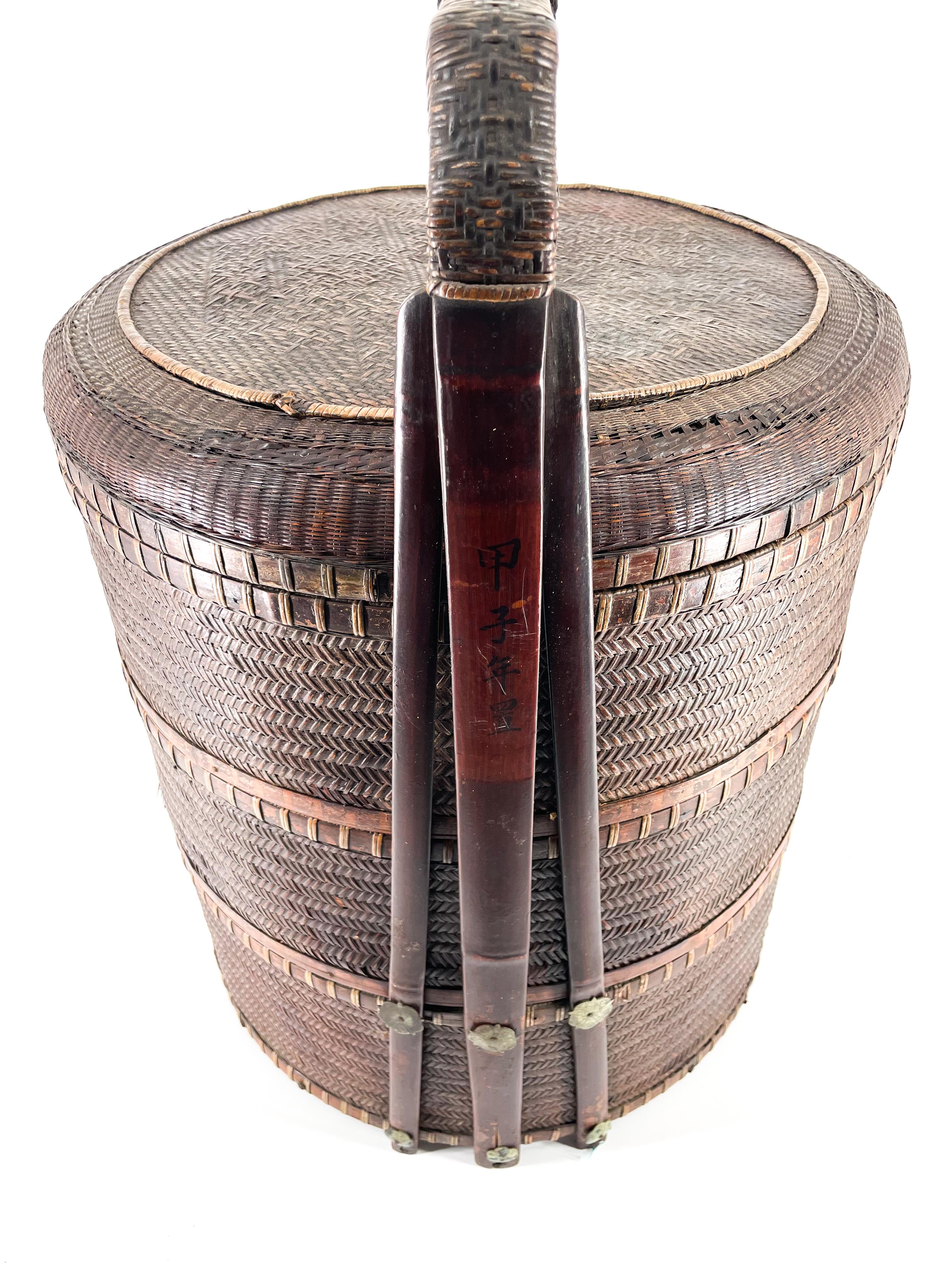 Old bamboo basket dim sum