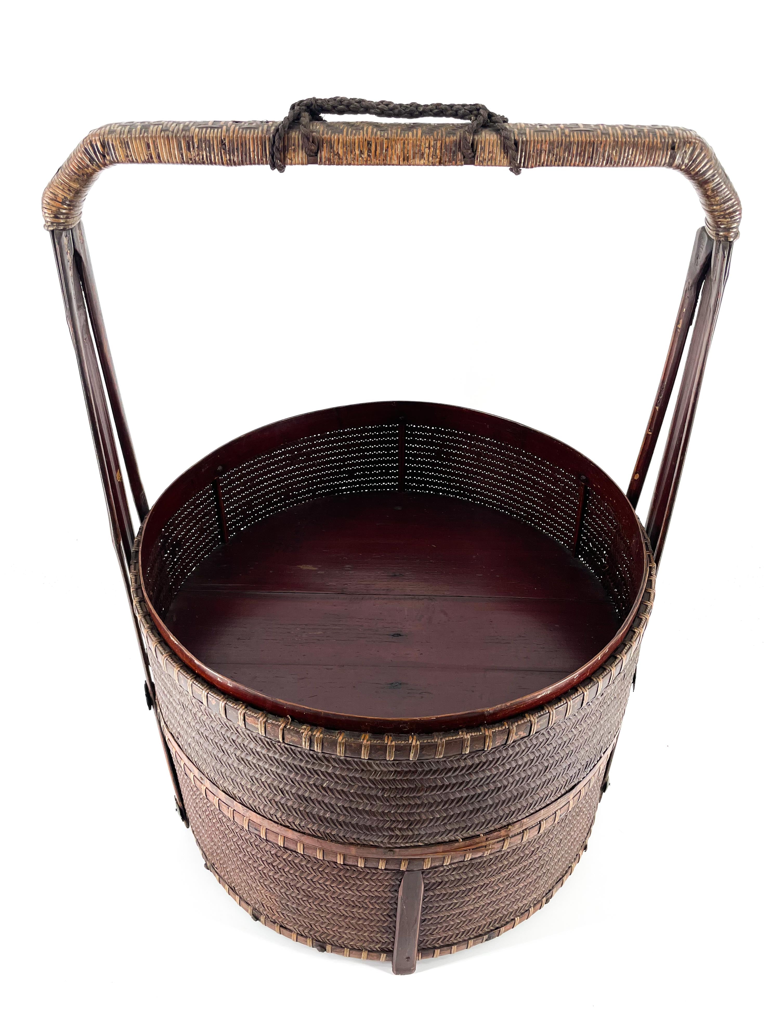 Old bamboo basket dim sum