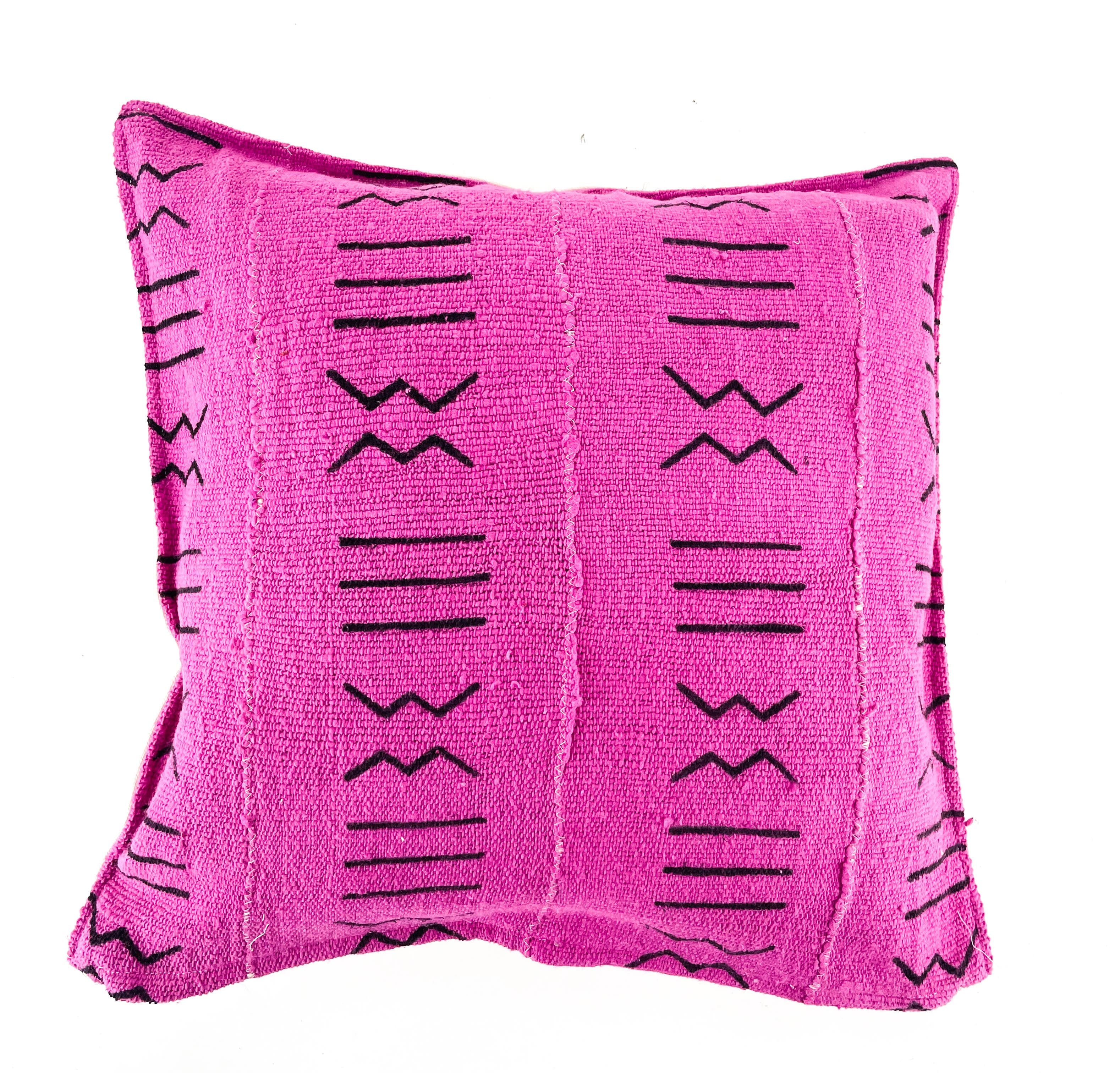 Mud cloth cushion cover pink