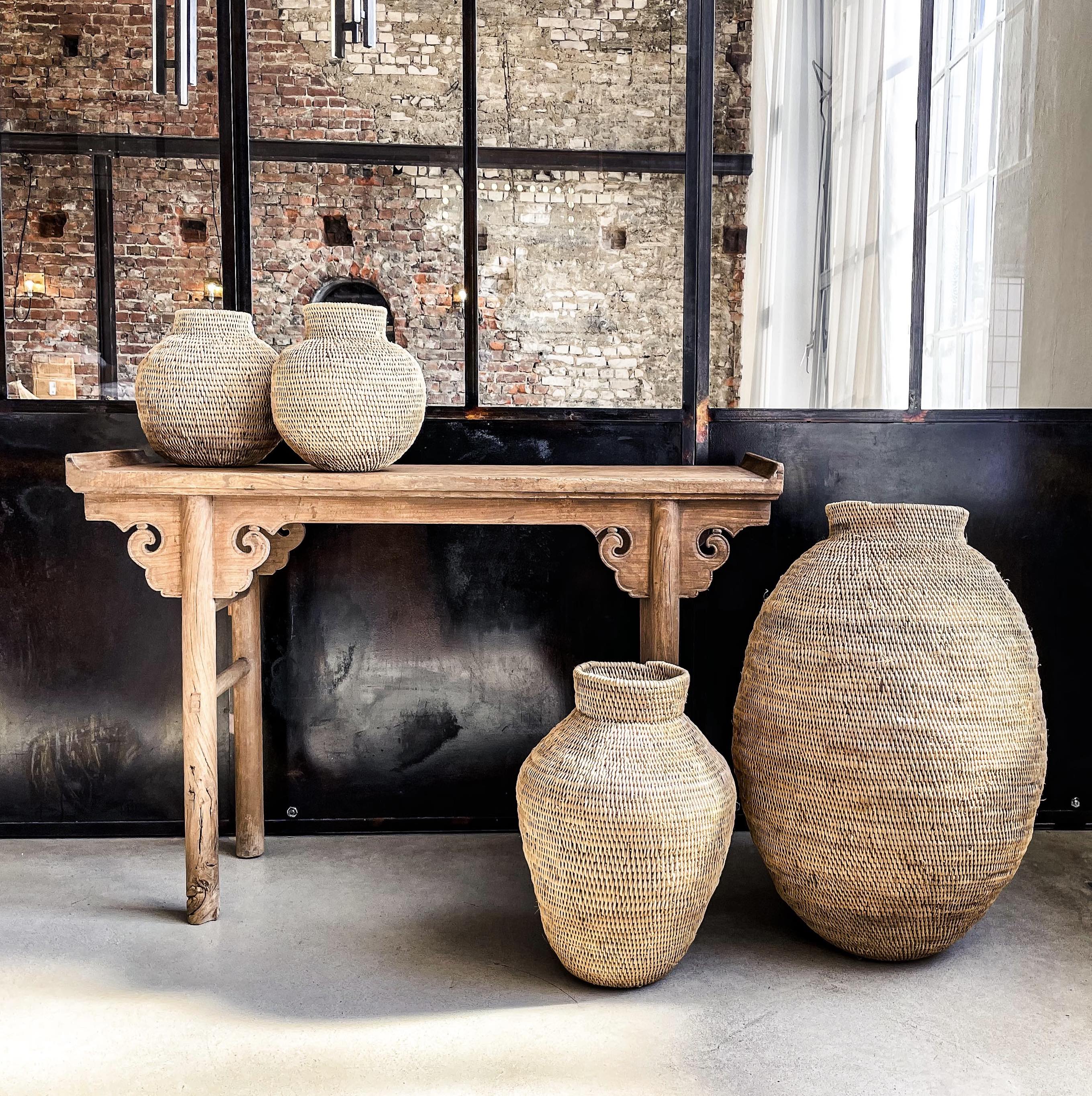 100 year old console table natural brown