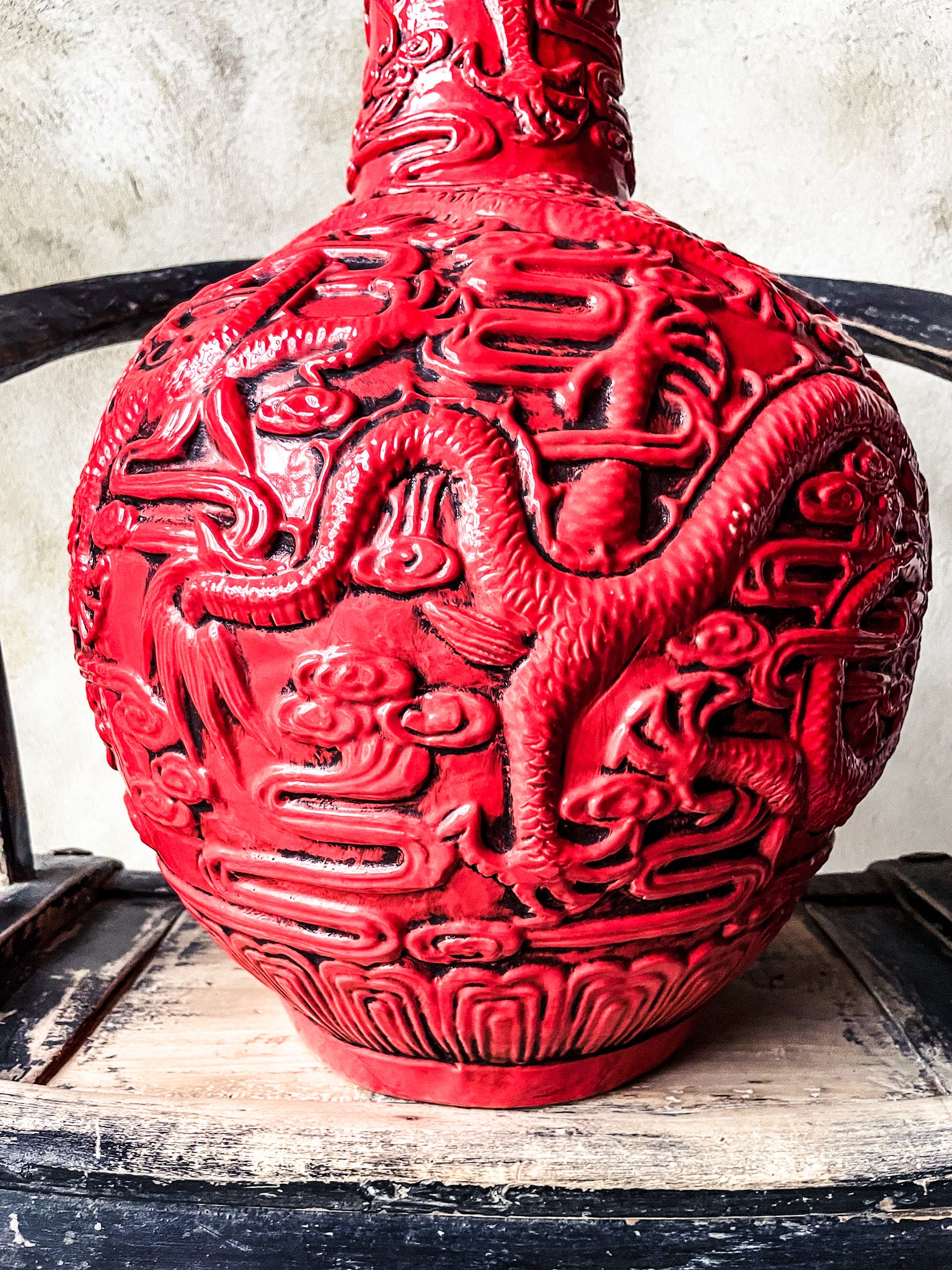 Floor vase fire red