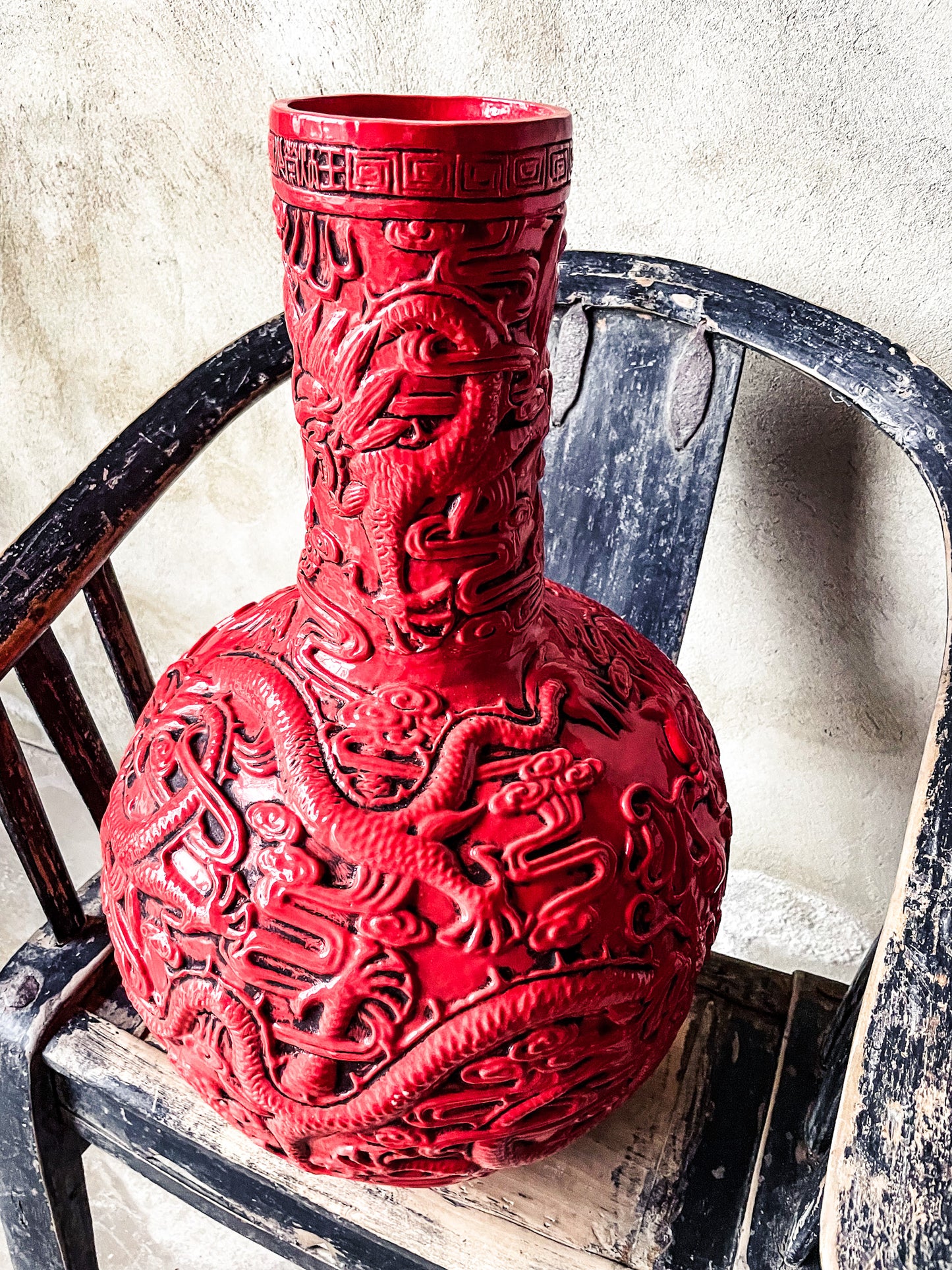 Floor vase fire red