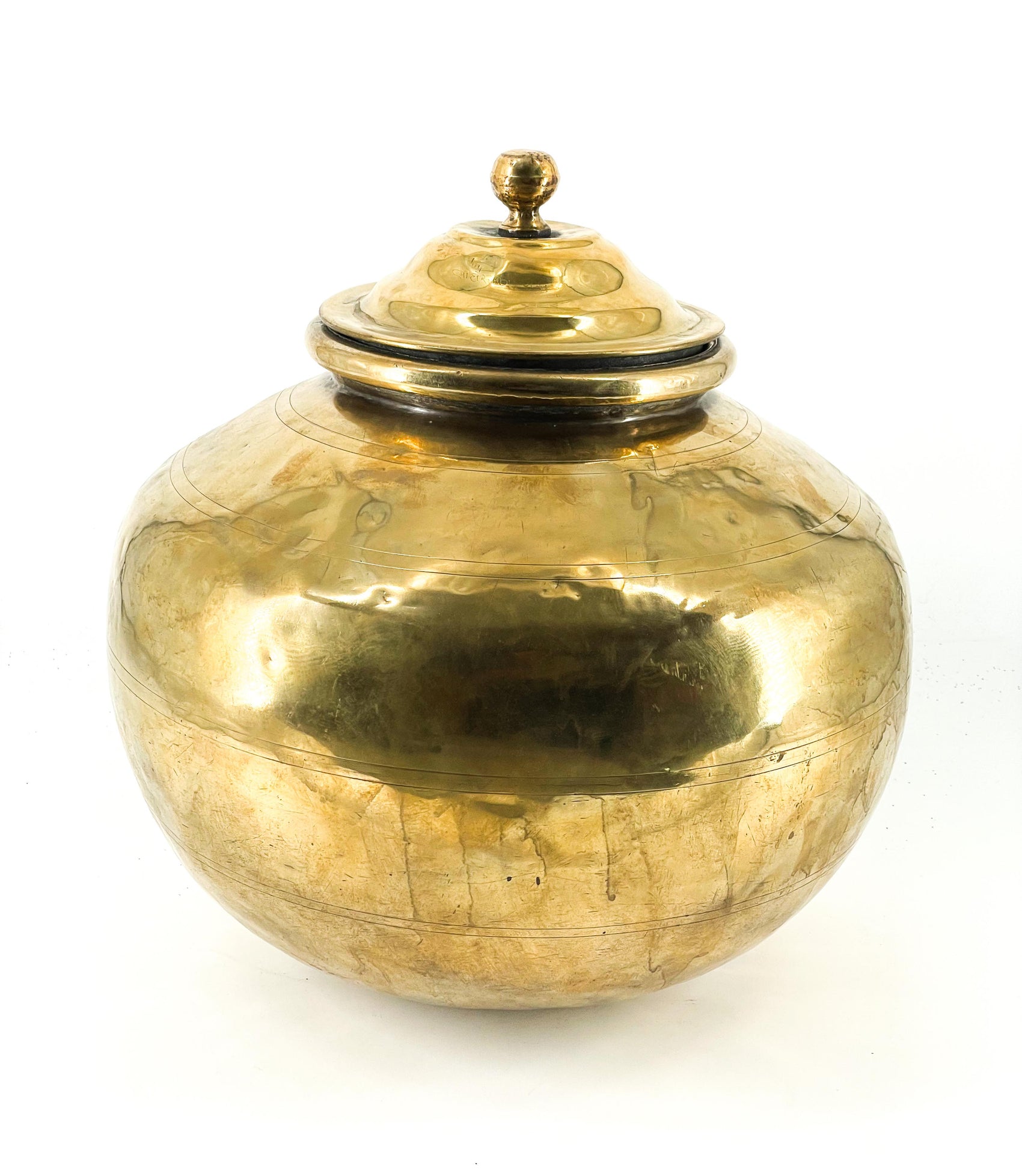 Vintage brass jar with lid
