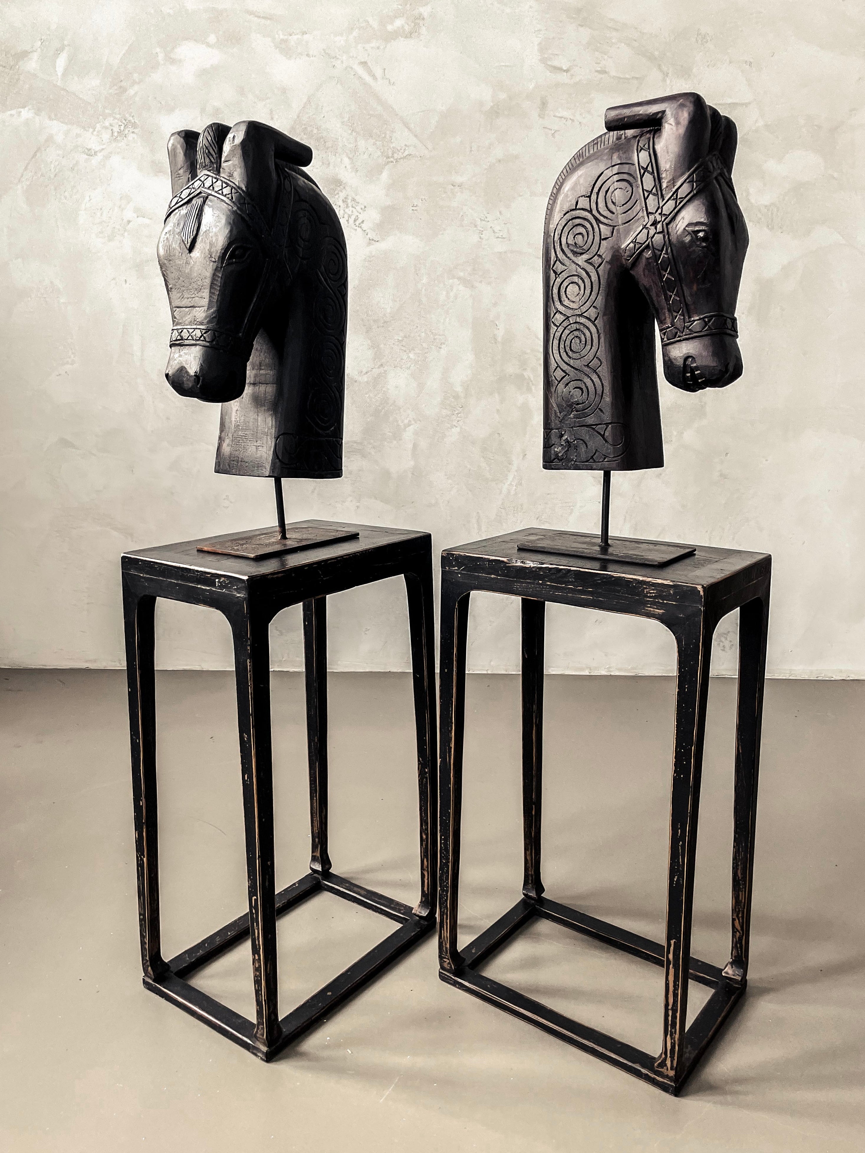horse sculpture wood black/anthracite